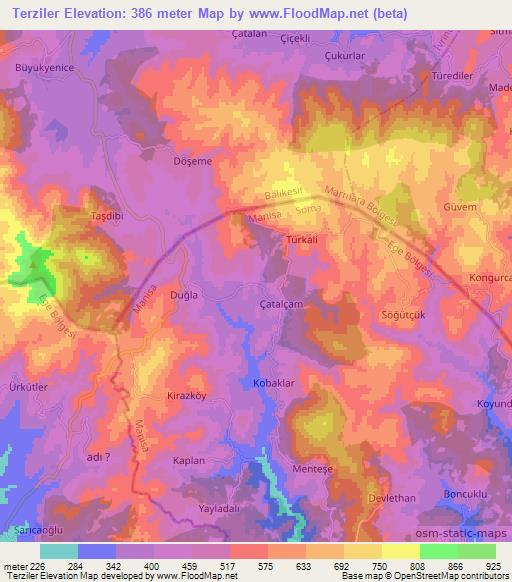 Terziler,Turkey Elevation Map