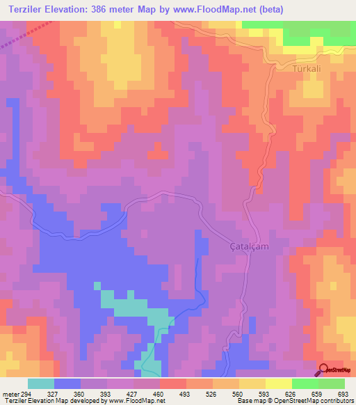 Terziler,Turkey Elevation Map