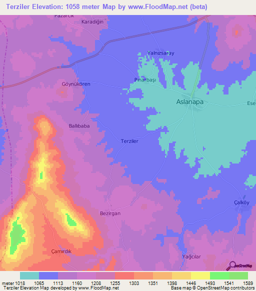 Terziler,Turkey Elevation Map