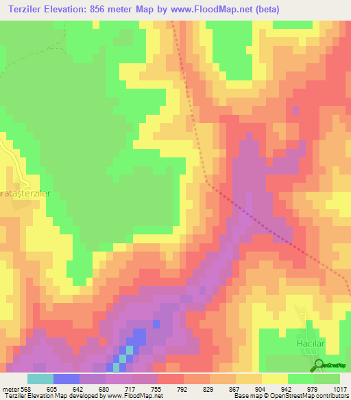 Terziler,Turkey Elevation Map