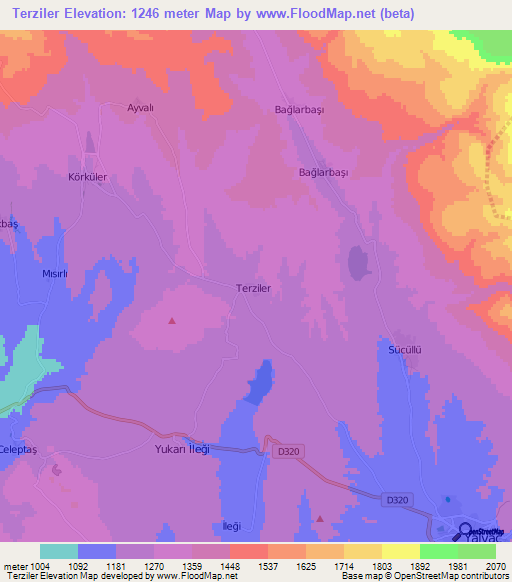 Terziler,Turkey Elevation Map