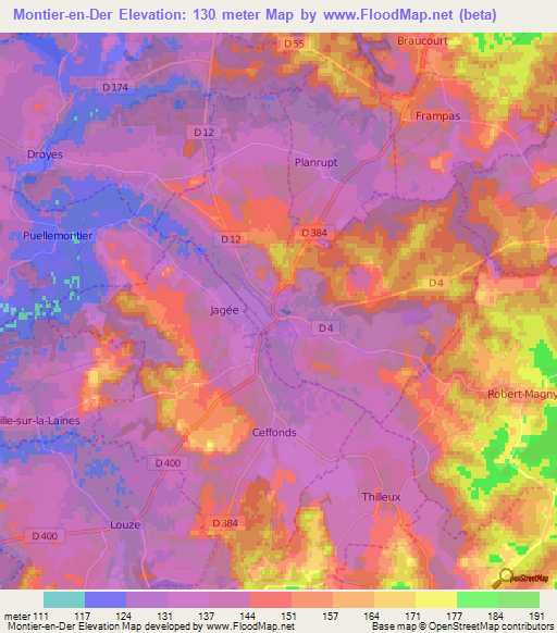 Montier-en-Der,France Elevation Map