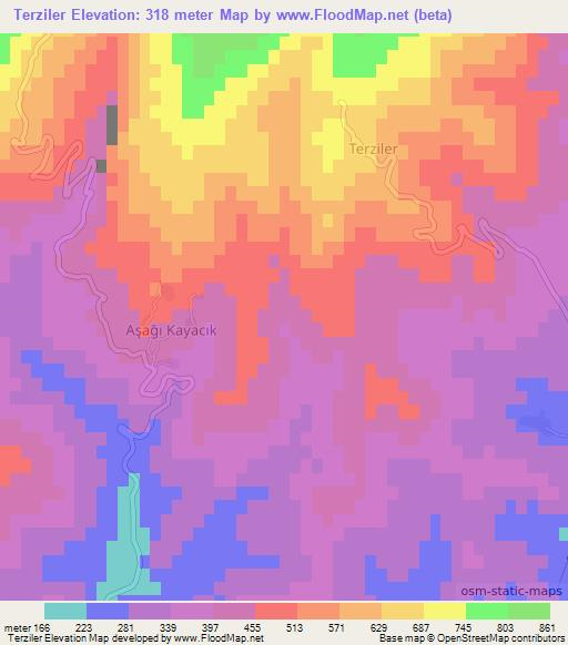 Terziler,Turkey Elevation Map