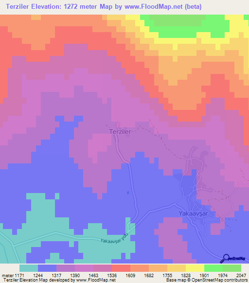 Terziler,Turkey Elevation Map