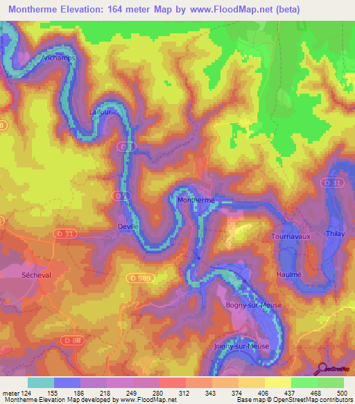 Montherme,France Elevation Map