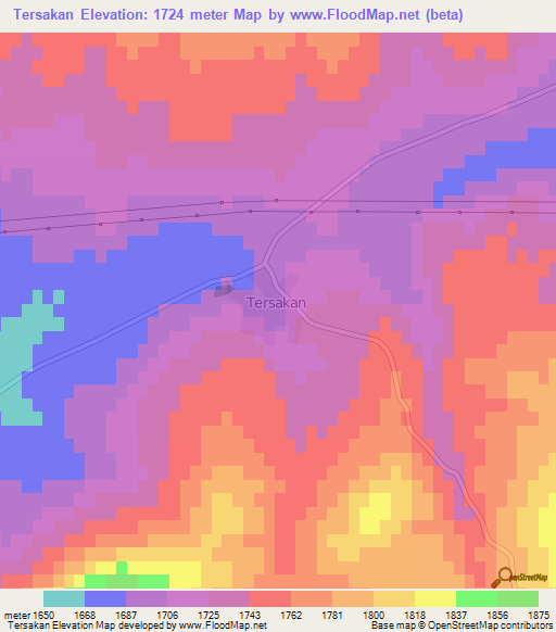 Tersakan,Turkey Elevation Map