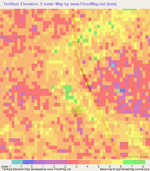 Terliksiz,Turkey Elevation Map