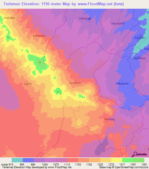 Terlemez,Turkey Elevation Map