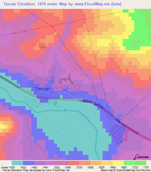 Tercan,Turkey Elevation Map