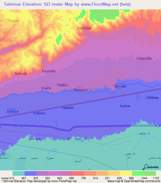 Telminar,Turkey Elevation Map