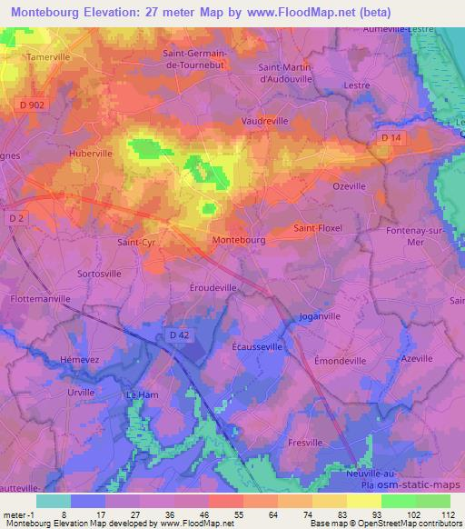 Montebourg,France Elevation Map