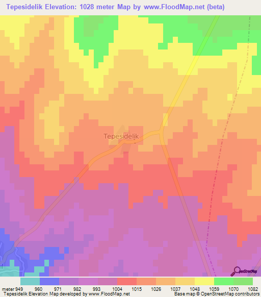 Tepesidelik,Turkey Elevation Map