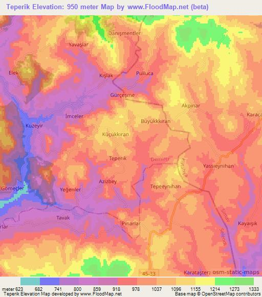 Teperik,Turkey Elevation Map