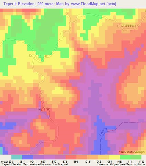 Teperik,Turkey Elevation Map