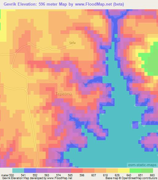 Gevrik,Turkey Elevation Map