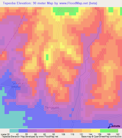 Tepeoba,Turkey Elevation Map