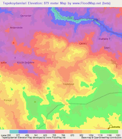 Tepekoydamlari,Turkey Elevation Map