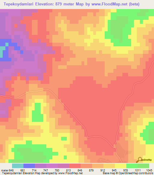 Tepekoydamlari,Turkey Elevation Map