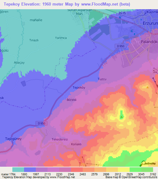 Tepekoy,Turkey Elevation Map