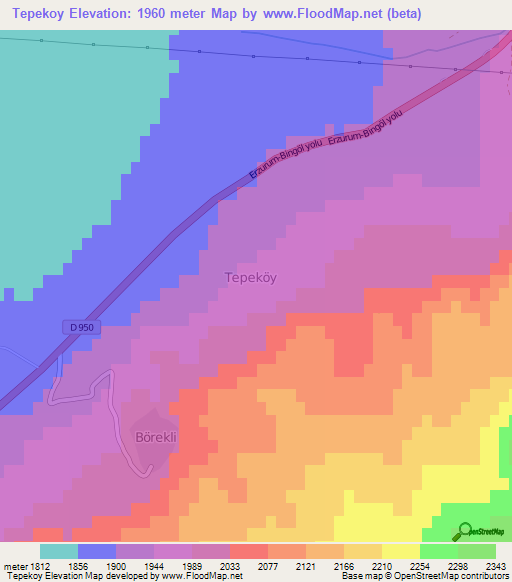 Tepekoy,Turkey Elevation Map