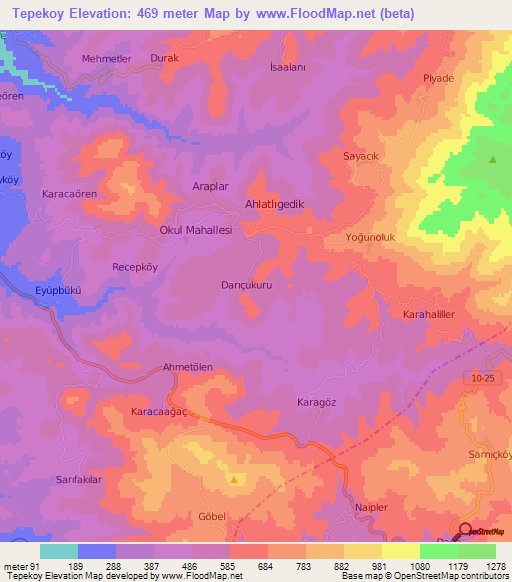 Tepekoy,Turkey Elevation Map