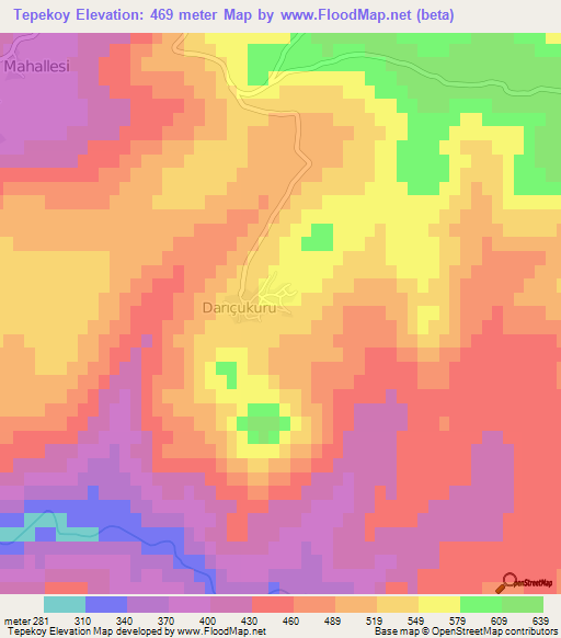 Tepekoy,Turkey Elevation Map