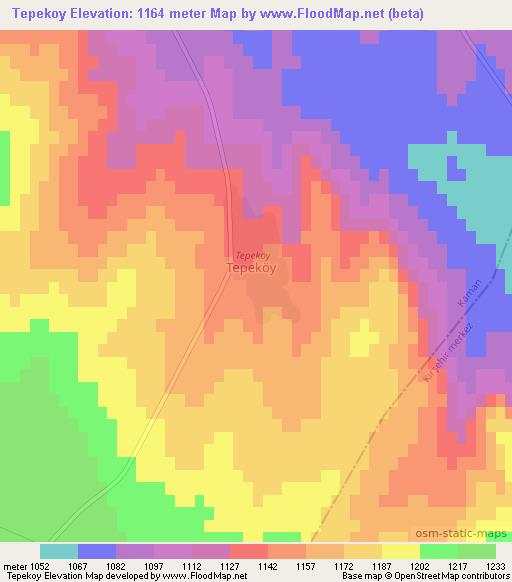 Tepekoy,Turkey Elevation Map