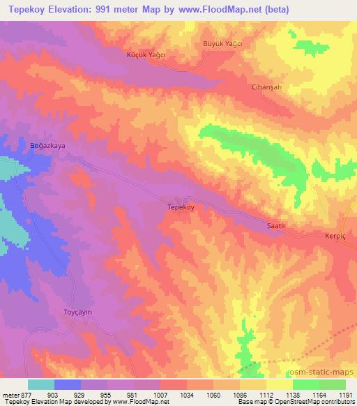 Tepekoy,Turkey Elevation Map