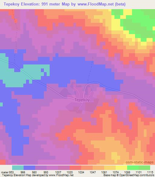 Tepekoy,Turkey Elevation Map