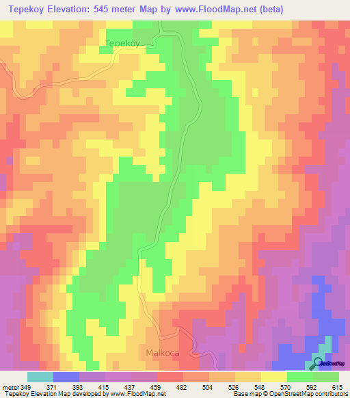 Tepekoy,Turkey Elevation Map