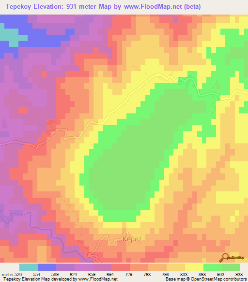 Tepekoy,Turkey Elevation Map