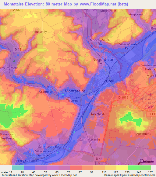 Montataire,France Elevation Map