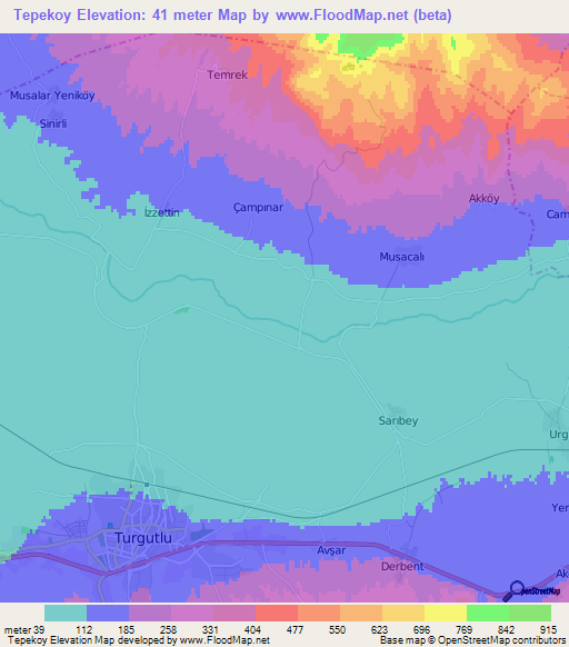 Tepekoy,Turkey Elevation Map