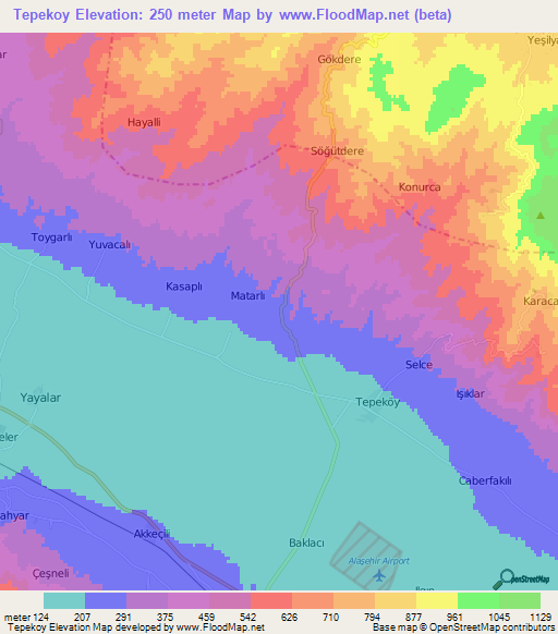 Tepekoy,Turkey Elevation Map