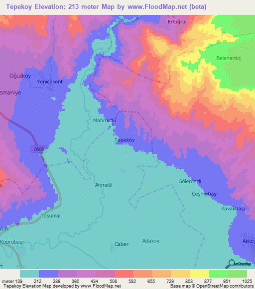 Tepekoy,Turkey Elevation Map