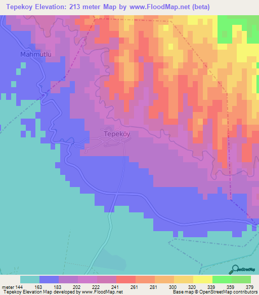 Tepekoy,Turkey Elevation Map