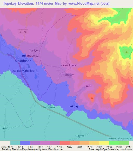 Tepekoy,Turkey Elevation Map