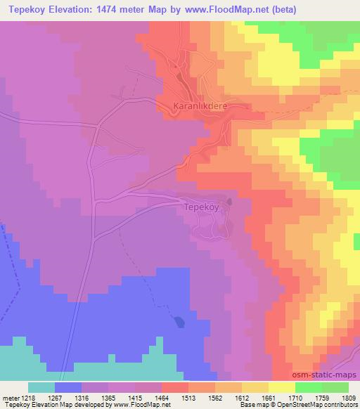 Tepekoy,Turkey Elevation Map