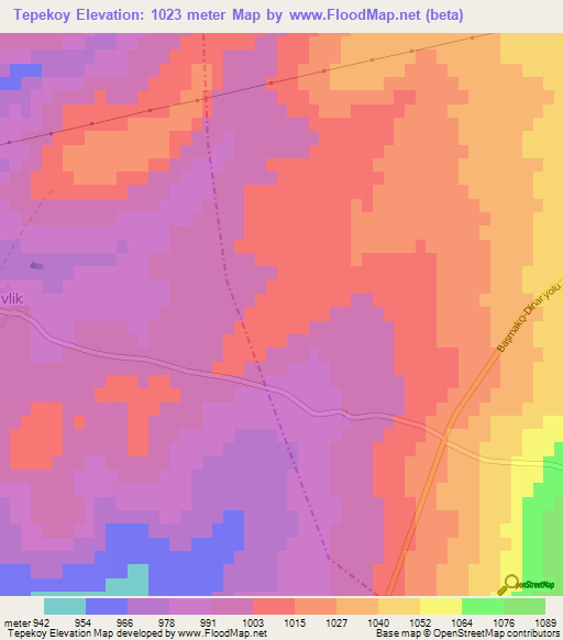 Tepekoy,Turkey Elevation Map