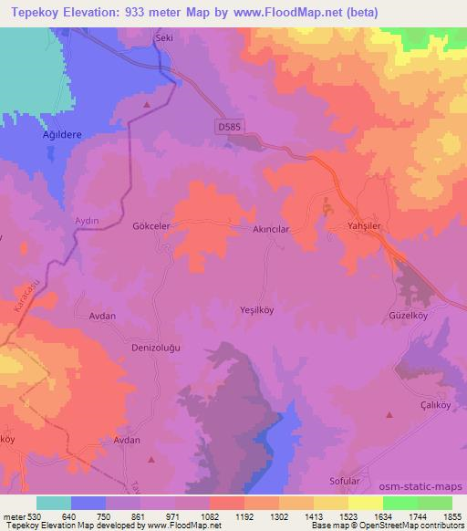 Tepekoy,Turkey Elevation Map