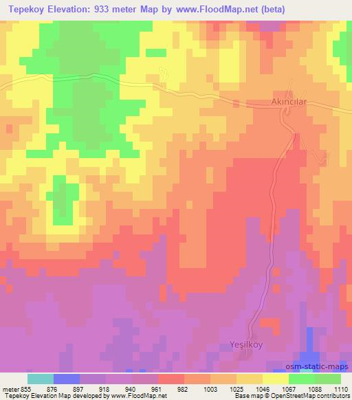 Tepekoy,Turkey Elevation Map