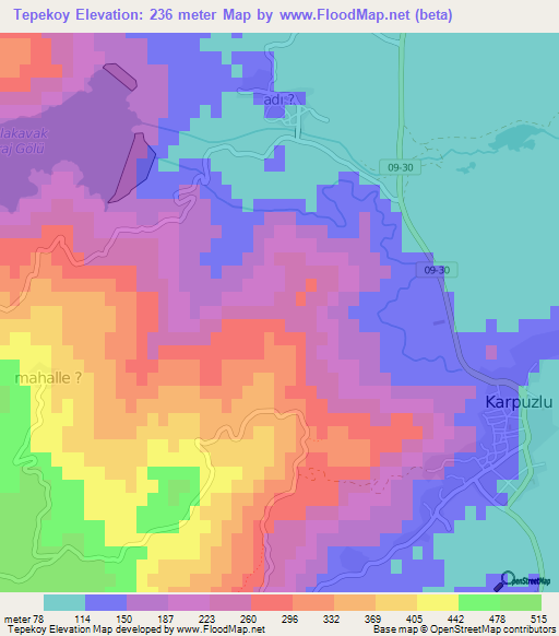 Tepekoy,Turkey Elevation Map