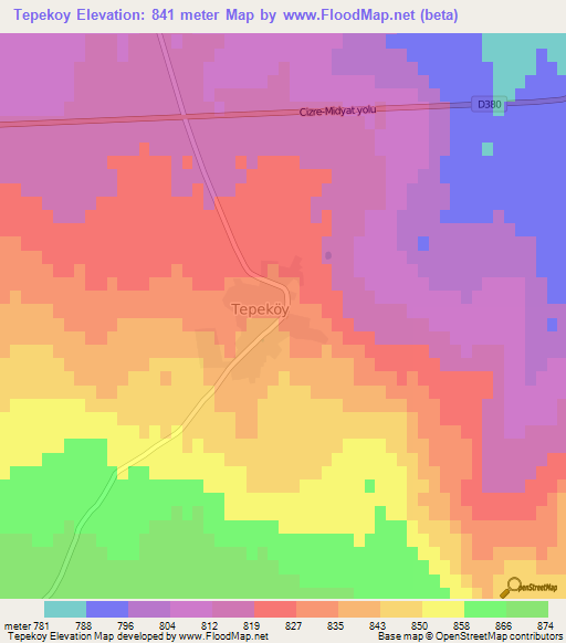 Tepekoy,Turkey Elevation Map