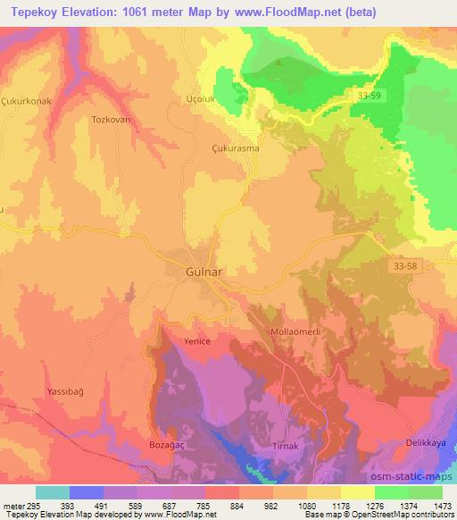 Tepekoy,Turkey Elevation Map