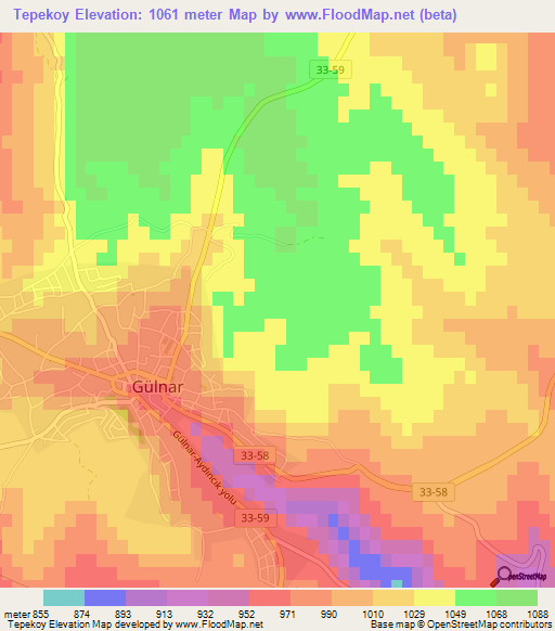 Tepekoy,Turkey Elevation Map