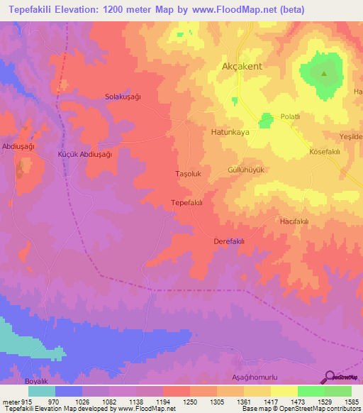 Tepefakili,Turkey Elevation Map