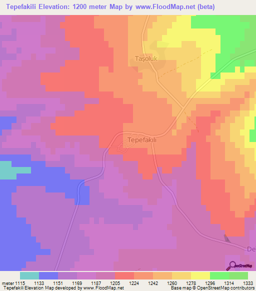 Tepefakili,Turkey Elevation Map