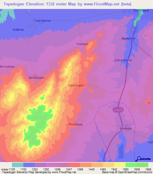 Tepedogan,Turkey Elevation Map