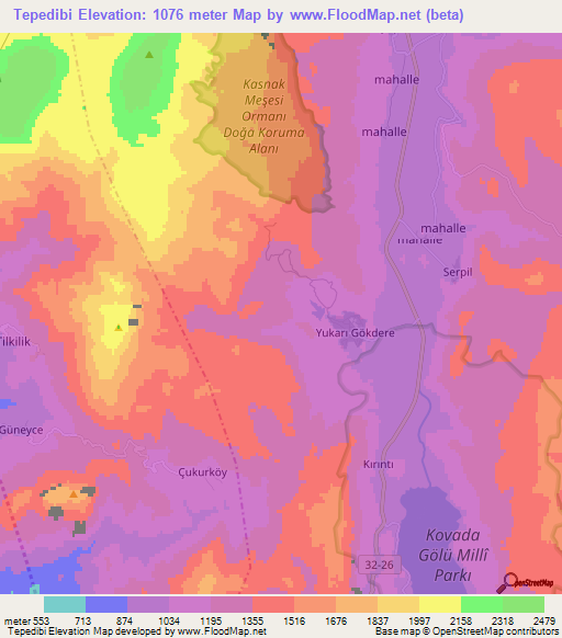 Tepedibi,Turkey Elevation Map