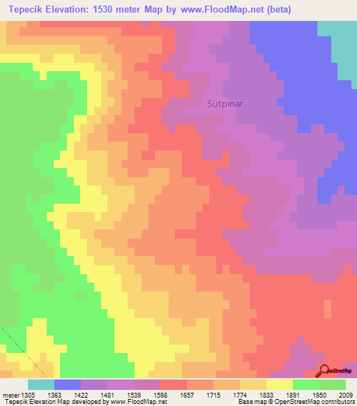 Tepecik,Turkey Elevation Map